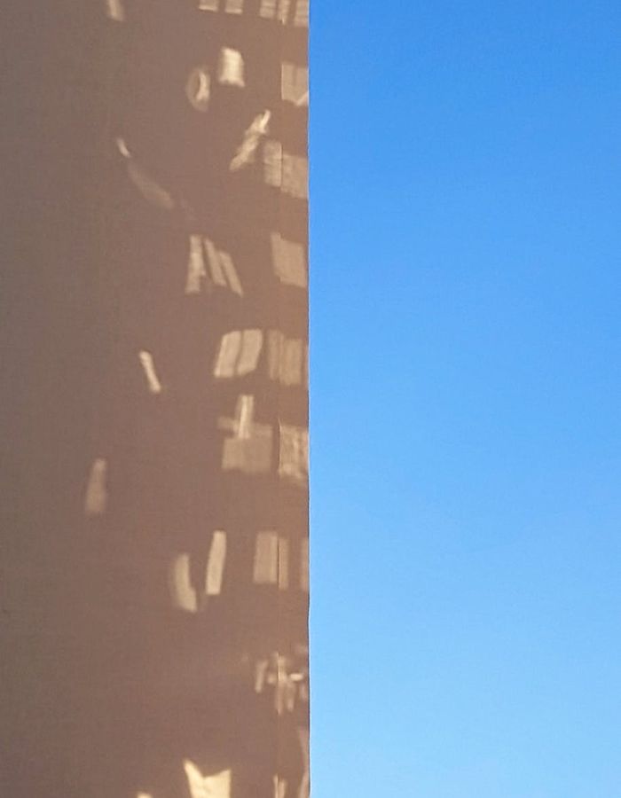 Abstract crystal formations with blue light reflections and shadows